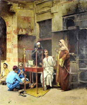 Alphons Leopold Mielich Painting - The tobacco seller Cairo Alphons Leopold Mielich Orientalist scenes